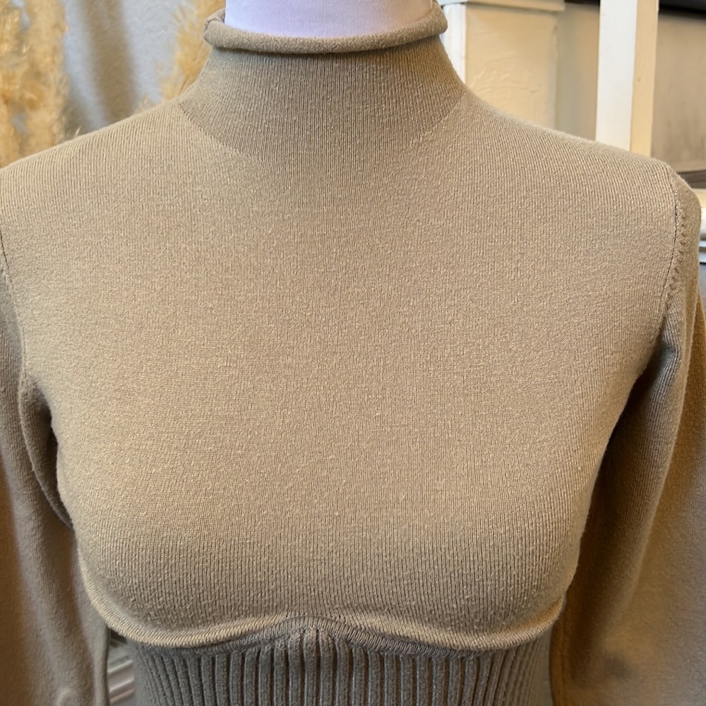 Zara Mock Neck Combination Long Sleeve Sweater - Picture 3 of 9
